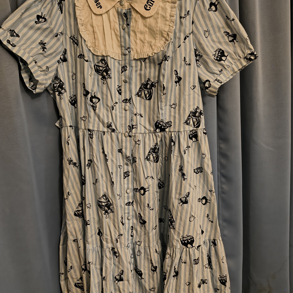 Disney Blue and White Striped Alice In Wonderland Dress From Hot Topic